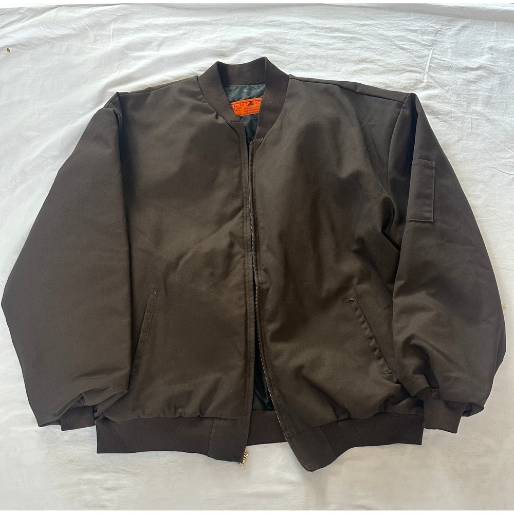 Red Kap Mens Brown Quilted Lined Bomber Work Jacket Made in USA XXL-RG JT38BN